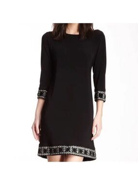 tiana b black lace dress TIANA B. Size XL Dress Black MOCK WRAP with Lace Long Sleeves CHEST 44"